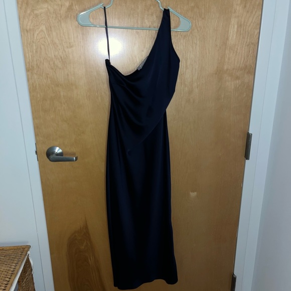 Navy BHLDN One Shoulder Dress - Picture 3 of 3